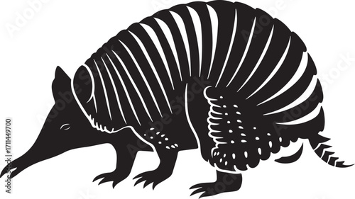 Bold armadillo silhouette, unique animal art