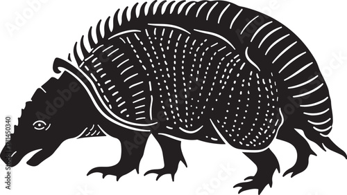 Bold armadillo silhouette, unique wild animal design