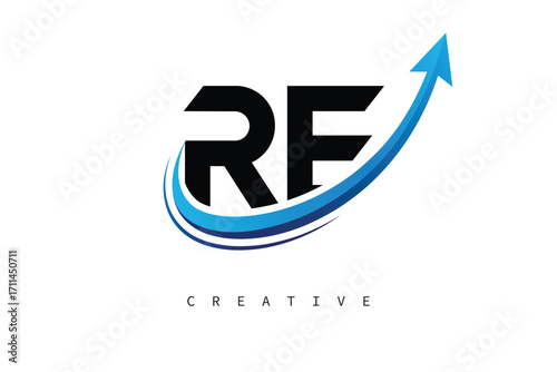 RE Letter Logo with Dynamic Arrow Swoosh – Modern Business Branding, Growth, Progress & Innovation Symbol