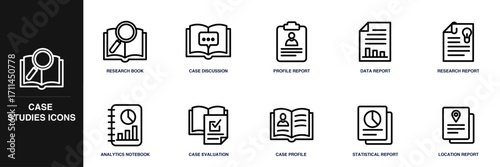 Case Studies Line Icon Set