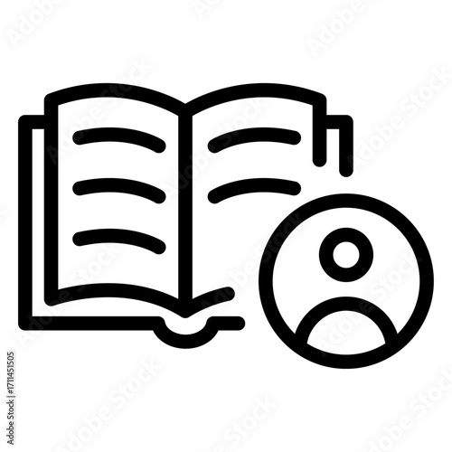 Student Reading Book Line Icon of Flipped Classroom Icon Set