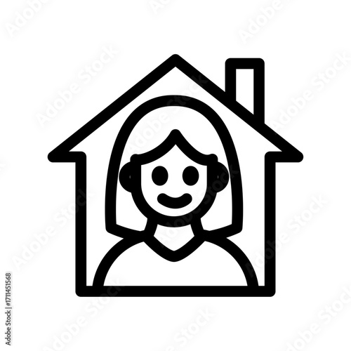 Student at Home Line Icon of Homeschooling Icon Set