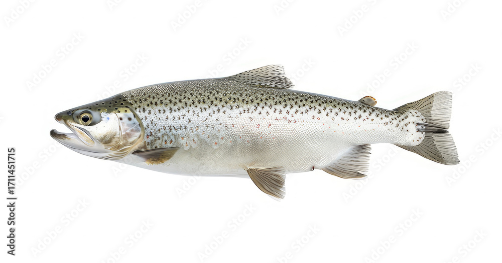 Obraz premium A side view of a trout fish showcasing its distinct coloration and features.