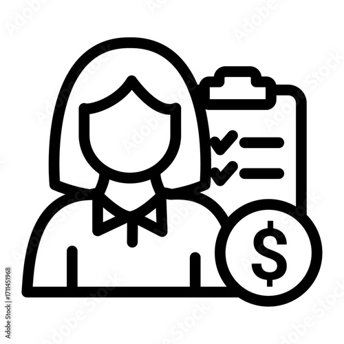 Student with Checklist Line Icon of Student Loans Icon Set