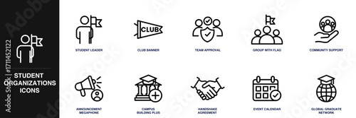 Student Organizations Line Icon Set