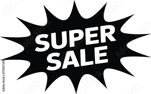 Announce incredible discounts and drive customer excitement with a dynamic 'Super Sale' burst graphic, perfect for impactful advertising and promotional campaigns.