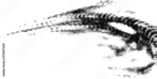 Dotted halftone polka dot border with waves and swirls. Vector.
