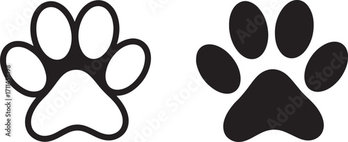 paw, print, icon, symbol, animal, pet, dog, cat, wildlife, footprint, track, black, white, graphic, design, element, isolated, white background, love, care, nature, mammal, domestic, animal lover, vet