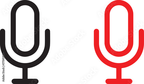 microphone, mic, audio, sound, recording, podcast, music, speech, voice, broadcast, icon, symbol, graphic, design, black, red, white background, isolated, technology, communication, performance, singe