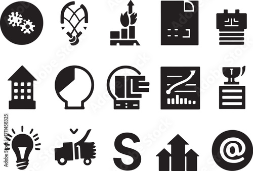 Business success icons for growth, strategy, and achievement