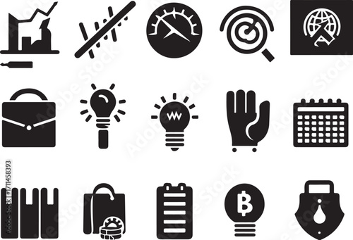 Business icons for growth, ideas, finance, planning success