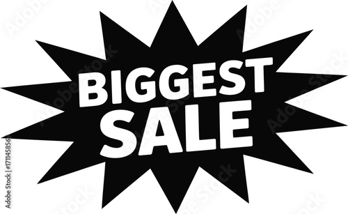 Grab incredible deals with this dynamic Biggest Sale starburst graphic, perfect for attracting customers and driving immediate purchases for your business promotions.