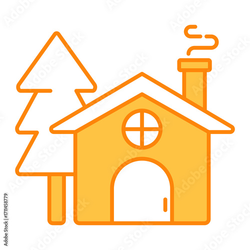 Cozy Cabin Filled Outline Icon Vector Illustration