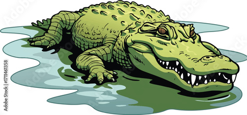 Alligator Illustration: A vibrant illustration of an alligator, meticulously crafted with attention to detail, evokes a sense of both the untamed wilderness and the art of design.