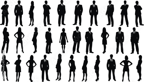 Silhouettes of business professionals in vector format