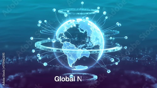Dynamic glowing digital earth with global connections and data streams creating a vibrant network of information and communication