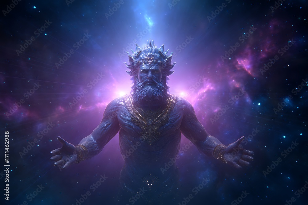 Fototapeta premium Celestial god with glowing spiritual energy