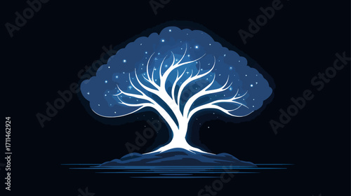 Glowing tree night landscape
