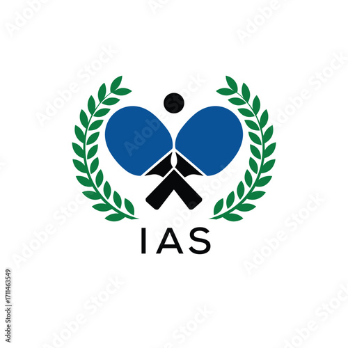 IAS Table Tennis Company logo. IAS Ping Pong Sports paddle logo design for entrepreneur and business. IAS Branding Design best icon.
