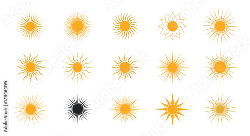 Collection of sunburst and starburst graphics with a radiant yellow glow.