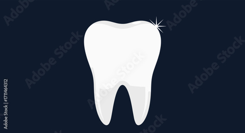 A bright white tooth sparkles in the darkness of a dental clinic.