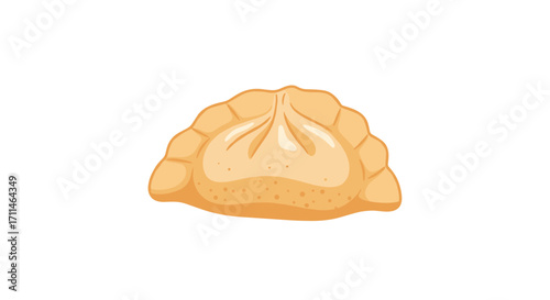 Delicious steamed meat dumpling with folded pleats and a golden brown wrapper.