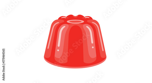 A bright red jelly mold dessert food item.