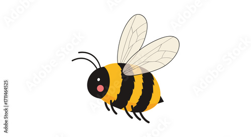 A small fuzzy bee buzzing around in the bright sunny day.