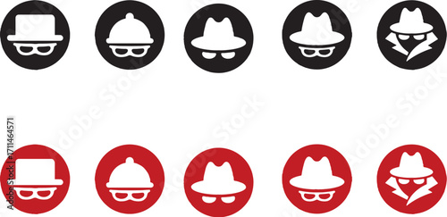 incognito, black, icons, design, vector, illustration, collection