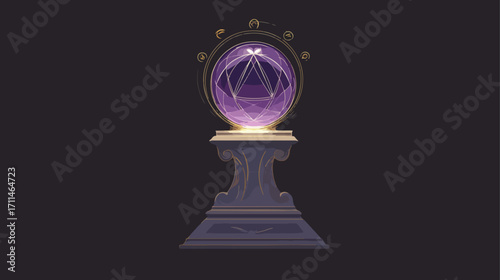 Purple crystal ball on pedestal