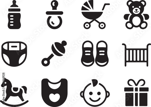 Adorable baby icons for new parenthood journey