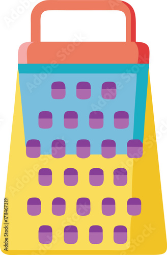 Colorful flat vector icon of a kitchen grater with purple holes kitchen utensil cooking tool