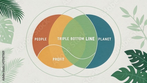 Visual Representation of Triple Bottom Line Concept Emphasizing People, Planet, and Profit as Interconnected Factors