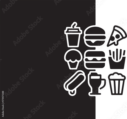 Delicious food icons for menus, apps, and websites