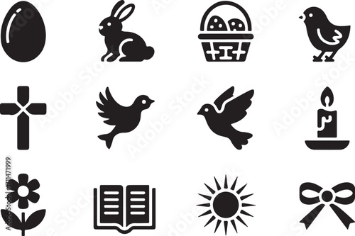 Holiday icons: Easter, faith, and celebration symbols