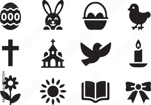 Easter and Spring icons for celebration and renewal