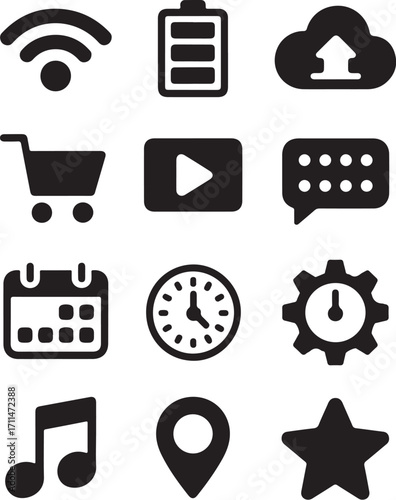 Modern icons set for digital interfaces and apps