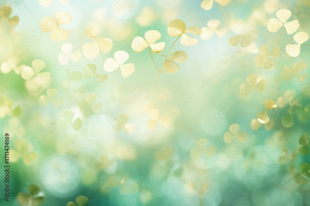 Fototapeta premium Clover leaf pattern bokeh effect background backgrounds outdoors nature.