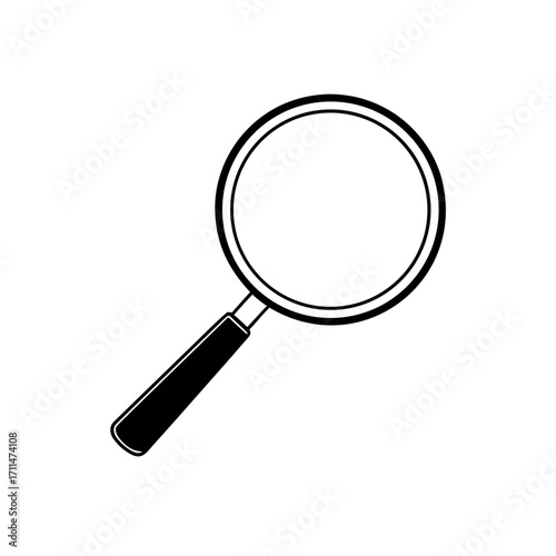 A magnifying glass with a black handle on transparent background