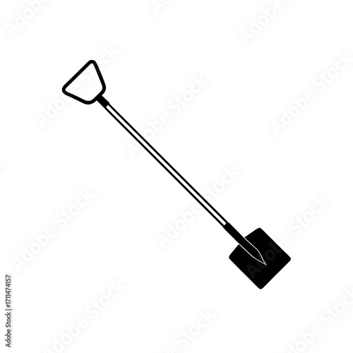 Illustration of a black shovel on white background on transparent background