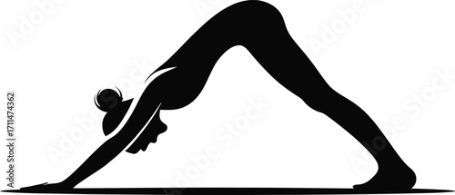 Downward Dog Silhouette Illustration A Black Vector Design of a Yoga Pose Perfect for Fitness Studios and Wellness Designs for Exercise
