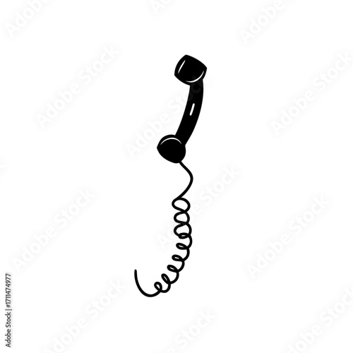 Illustration of a vintage telephone handset on transparent background