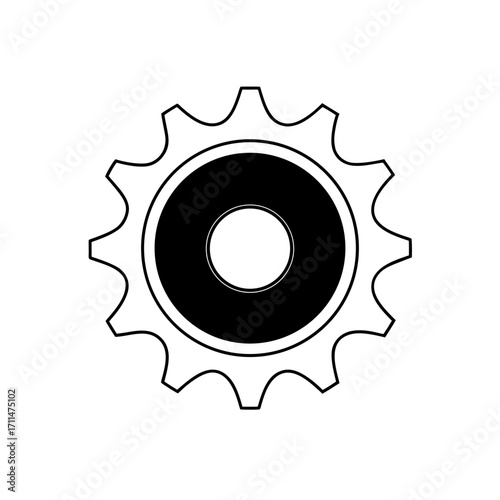 Illustration of a gear with twelve teeth on transparent background