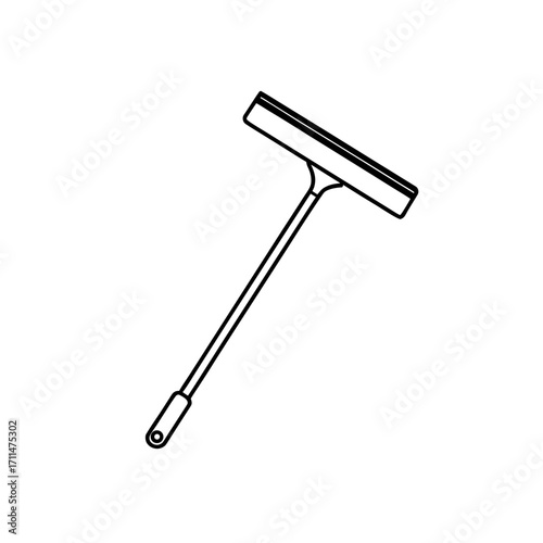 Illustration of a long handled squeegee tool on transparent background