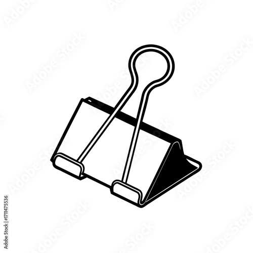 Illustration of a metal binder paper clip on transparent background