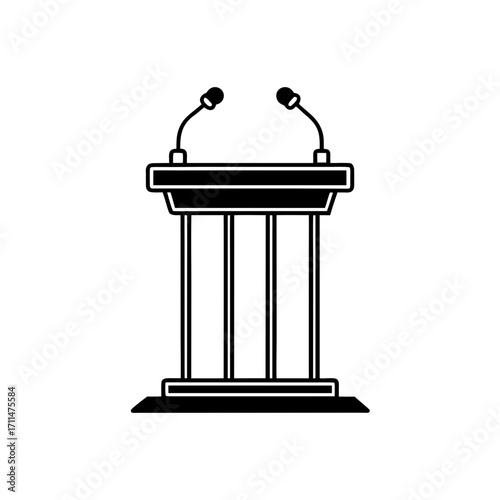 Illustration of a podium with microphones on transparent background