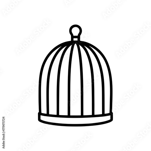 Illustration of a simple birdcage outline on transparent background