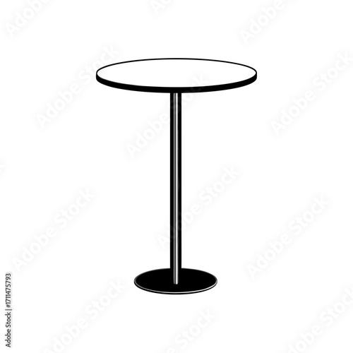Illustration of a simple round table design on transparent background