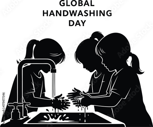Global handwashing day concept with kids washing hands annual global advocacy day dedicated to increasing awareness