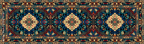 Long carpet, modern Persian carpet pattern, Aztec pattern